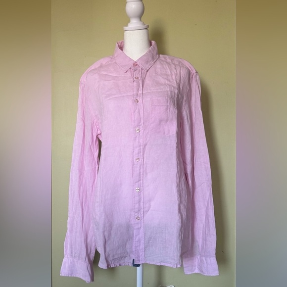 JACHS Linen Pink Button down Long Sleeve Shirt Size Small - Picture 1 of 8